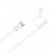 Huawei AP55S USB to MicroUSB and USB-C Data Cable - универсален кабел с MicroUSB и USB-C конектори (бял)