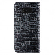 Verus Genuine Croco Diary Case - кожен калъф (естествена кожа), тип портфейл за Samsung Galaxy S8 (сив) 3
