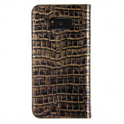 Verus Genuine Croco Diary Case - кожен калъф (естествена кожа), тип портфейл за Samsung Galaxy S8 Plus (тъмно злато) 3