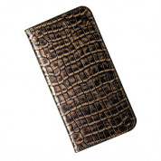 Verus Genuine Croco Diary Case - кожен калъф (естествена кожа), тип портфейл за Samsung Galaxy S8 Plus (тъмно злато) 2