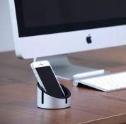 Just Mobile AluCup Deluxe Desktop Stand - поставка с отделение за аксесоари и органаизер за кабели за смартфони и таблети  4