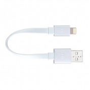 Just Mobile AluCable Flat Mini 10cm Lightning Cable - изключително здрав и качествен Lightning кабел за iPhone, iPad, iPod с Lightning (10 см.) (сребрист)