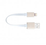 Just Mobile AluCable Flat Mini 10cm Lightning Cable - изключително здрав и качествен Lightning кабел за iPhone, iPad, iPod с Lightning (10 см.) (златист)