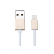 Just Mobile AluCable LED Lightning Cable - здрав и качествен Lightning кабел с LED индикация за iPhone, iPad, iPod с Lightning (златист) 1