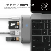 Elago Multi USB-C Hub - USB-C хъб към 2xUSB 3.0, MicroSD, SD и USB-C за MacBook и устройства с USB-C порт (тъмносив) 3