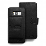 Prodigee Wallegee Case - кожен калъф, тип портфейл с отделящ се кейс и поставка за Samsung Galaxy S8 (черен) 3