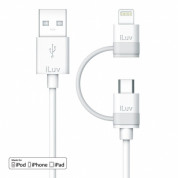 iLuv Combo 2-in-1 Lightning and MicroUSB Cable - USB кабел 2в1 за Lightning и MicroUSB устройства (бял)