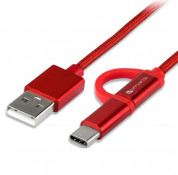4smarts ComboCord USB to Micro-USB + Type-C 100cm (red) 1