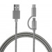 4smarts ComboCord MicroUSB + USB-C Metal Cable - качествен кабел с оплетка от неръждаема стомана за microUSB и USB-C стандарти 100 см. (сребрист) 3