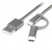 4smarts ComboCord MicroUSB + USB-C Metal Cable - качествен кабел с оплетка от неръждаема стомана за microUSB и USB-C стандарти 100 см. (сребрист) 1