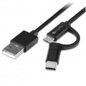 4smarts ComboCord MicroUSB + USB-C cable - плетен качествен кабел за microUSB и USB-C стандарти 100 см. (черен)