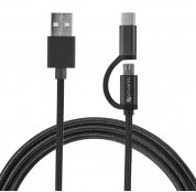 4smarts ComboCord MicroUSB + USB-C cable - плетен качествен кабел за microUSB и USB-C стандарти 100 см. (черен) 2