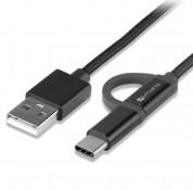 4smarts ComboCord MicroUSB + USB-C cable - плетен качествен кабел за microUSB и USB-C стандарти 100 см. (черен) 1