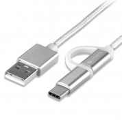 4smarts ComboCord MicroUSB + USB-C cable - плетен качествен кабел за microUSB и USB-C стандарти 100 см. (бял) 1