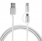 4smarts ComboCord MicroUSB + USB-C cable - плетен качествен кабел за microUSB и USB-C стандарти 100 см. (бял) 2