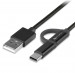 4smarts ComboCord MicroUSB + USB-C Metal Cable - качествен кабел с оплетка от неръждаема стомана за microUSB и USB-C стандарти 100 см. (черен) 2