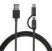 4smarts ComboCord MicroUSB + USB-C Metal Cable - качествен кабел с оплетка от неръждаема стомана за microUSB и USB-C стандарти 100 см. (черен) 3