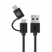 Tucano 2-in-1 Lightning and MicroUSB Cable - USB кабел 2в1 за Lightning и MicroUSB устройства (черен)