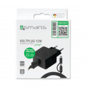 4smarts Wall Charger VoltPlug 12W - захранване за ел. мрежа 2.4A с USB изход и кабел с microUSB и USB-C стандарти 6