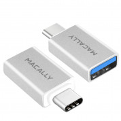 Macally USB-C to USB Female Mini Adapter - USB-A адаптер за MacBook и компютри с USB-C порт (2 броя)