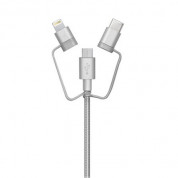 Case Studi USB Cable - здрав кабел за iPhone, iPad, iPod с Lightning, устройства с microUSB и USB-C (1 метър) (сребрист) 1
