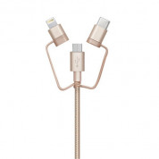 Case Studi USB Cable - здрав кабел за iPhone, iPad, iPod с Lightning, устройства с microUSB и USB-C (1 метър) (златист) 1