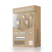 Case Studi USB Cable - здрав кабел за iPhone, iPad, iPod с Lightning, устройства с microUSB и USB-C (1 метър) (златист) 2