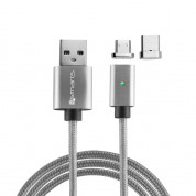 4smarts Magnetic USB Cable GravityCord Cable + USB-C and MicroUSB Connectors - кабел с магнитен накрайник с USB-C и MicroUSB конектори (сив)