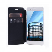 JT Berlin Folio Case - хоризонтален кожен (веган кожа) калъф тип портфейл за Huawei P10 Plus (черен) 2
