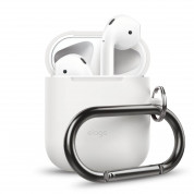 Elago Airpods Silicone Hang Case - силиконов калъф с карабинер за Apple Airpods (бял)