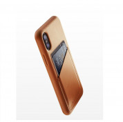 Mujjo Leather Wallet Case - кожен (естествена кожа) кейс с джоб за кредитна карта за iPhone XS, iPhone X (кафяв) 2