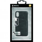 Krusell Sunne 2 Card Cover - кожен кейс (ествествена кожа) с 2 отделения за карти за iPhone XS, iPhone X (черен) 4