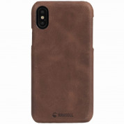 Krusell Sunne Cover - кожен кейс (ествествена кожа) за iPhone XS, iPhone X (кафяв) 3