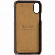 Krusell Tumba 2 Card Cover - кожен кейс (ествествена кожа) с 2 отделения за карти за iPhone XS, iPhone X (кафяв) 4