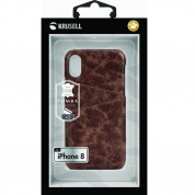 Krusell Tumba 2 Card Cover - кожен кейс (ествествена кожа) с 2 отделения за карти за iPhone XS, iPhone X (кафяв) 5