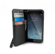 Silk Innovation Folio Wallet Leather Case - кожен калъф (и поставка) тип портфейл за iPhone SE (2022), iPhone SE (2020), iPhone 8, iPhone 7 (черен)