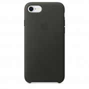 Apple iPhone Leather Case - оригинален кожен кейс (естествена кожа) за iPhone SE (2022), iPhone SE (2020), iPhone 8, iPhone 7 (тъмносив)