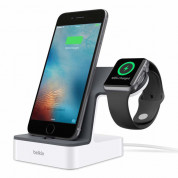 Belkin PowerHouse Charge Dock - сертифицирана докинг станция за зареждане на iPhone и Apple Watch (бял)