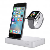 Belkin Valet Charge Dock - сертифицирана докинг станция за зареждане на iPhone и Apple Watch (сребрист)