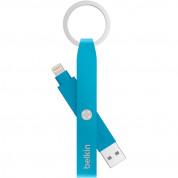 Belkin Mixit Lightning to USB Keychain Cable - кабел тип ключодържател за всички устройства с Lightning порт (син-мат)