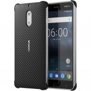 Nokia Carbon Fibre Design Case CC-802 - поликарбонатов кейс за Nokia 6 (черен)