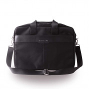 Cerruti 1881 Messenger Bag - луксозна дизайнерска чанта от естествена кожа с дръжки и презрамка за преносими компютри до 15 инча (черна) 1