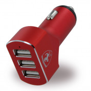 Ferrari 3 USB Car Charger - зарядно за кола с три USB изхода за мобилни устройства (червен)