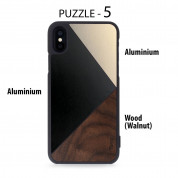 Torrii Puzzle Case - хибриден (поликарбонат, алуминий и дърво) кейс за iPhone XS, iPhone X (черен) 2