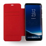 Guess Iridescent Book Case - кожен калъф, тип портфейл за Samsung Galaxy S8 (червен)