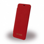 Guess Iridescent Book Case - кожен калъф, тип портфейл за Samsung Galaxy S8 (червен) 3