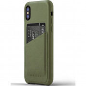 Mujjo Leather Wallet Case - кожен (естествена кожа) кейс с джоб за кредитна карта за iPhone XS, iPhone X (маслинен)