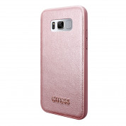 Guess Iridescent Leather Hard Case - дизайнерски кожен кейс за Samsung Galaxy S8 (розов)