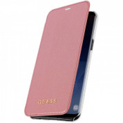 Guess Iridescent Book Case - кожен калъф, тип портфейл за Samsung Galaxy S8 Plus (розов)