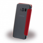 Guess Iridescent Book Case - кожен калъф, тип портфейл за Samsung Galaxy S8 Plus (червен) 2